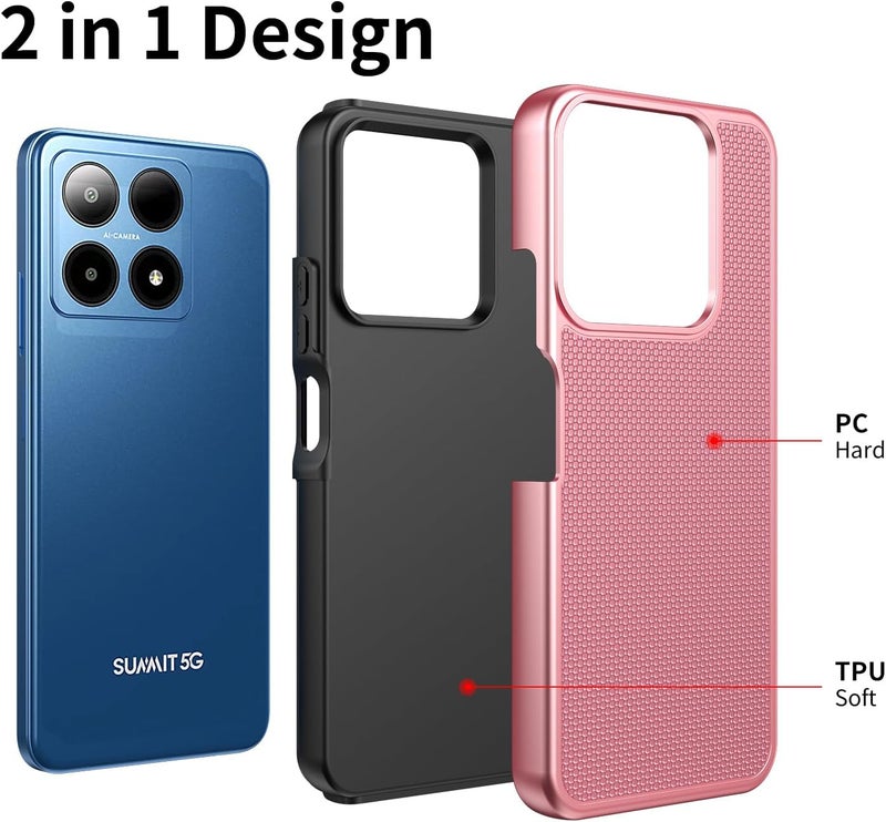 Mocotto for Boost Summit 5G Case with Tempered Glass Screen Protector,Dual Layer Heavy Duty Shockproof Protection (Boost Summit 5G,Rose Gold) - Image 3